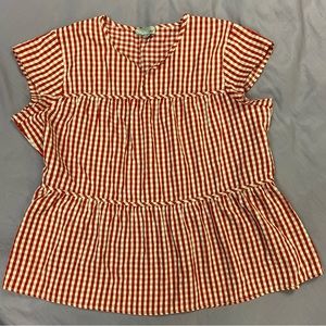 Luukse Red and White cap sleeve top size 3X